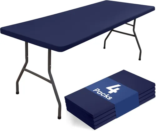 Miniatura 10 de homing Paquete de 4 manteles rectangulares de 4 pies, mantel ajustable de poliéster impermeable, lavable, para picnic, campamento, al aire libre