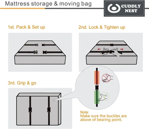 Miniatura 5 de Bolsa de almacenamiento impermeable para colchón para mudanza y almacenamiento, bolsa reutilizable de lona resistente con cremallera y correas