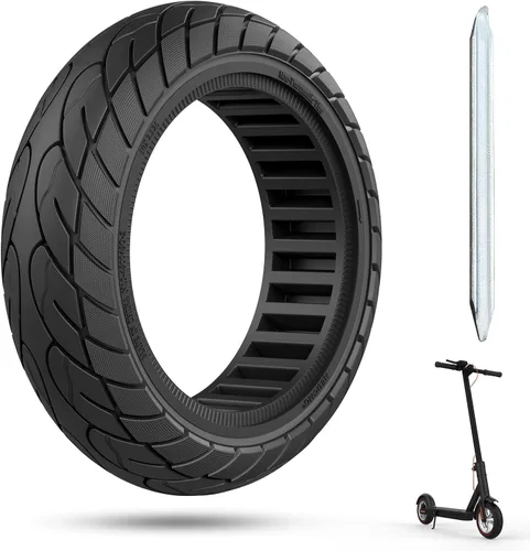 Miniatura 9 de Cooryda Neumático de scooter de 10 x 2.125, neumáticos de goma sólida de 10 pulgadas, sin cámara, repuesto delantero o trasero de 10 x 2.125 2 negro