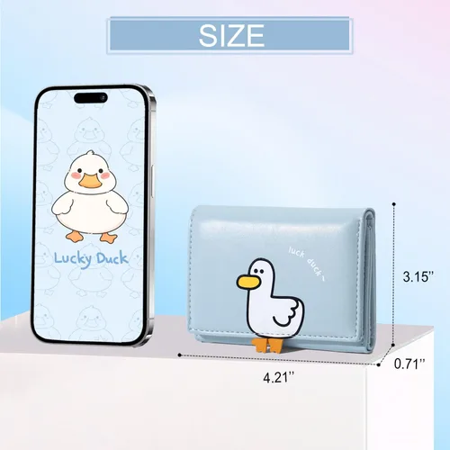 Miniatura 4 de Sunwel Fashion Monedero plegable con diseño de pato en 3D para niñas, con bolsillo para efectivo, tarjetero, monedero con ventana de identificación