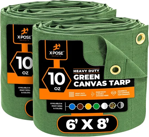Miniatura 74 de Xpose Safety Lona de Lona - Lonas de Lona Verde de 10oz Resistentes al Agua con Ojales de Latón - Lona Multiusos para Exteriores para Campamento