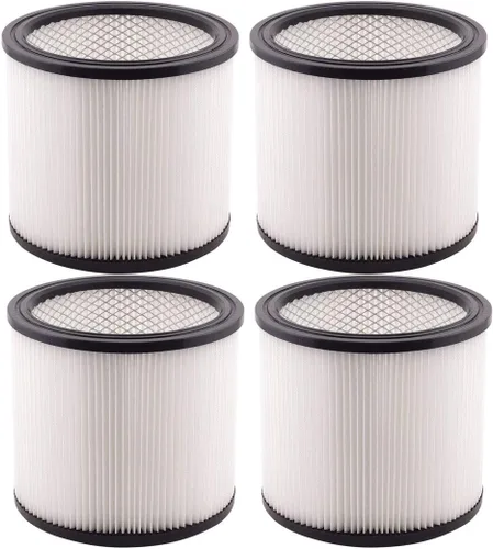 Cartucho de filtro de repuesto 90304 90350 90333 tipo U H12 compatible con aspiradoras húmedas y secas Shop Vac (paquete de 4)