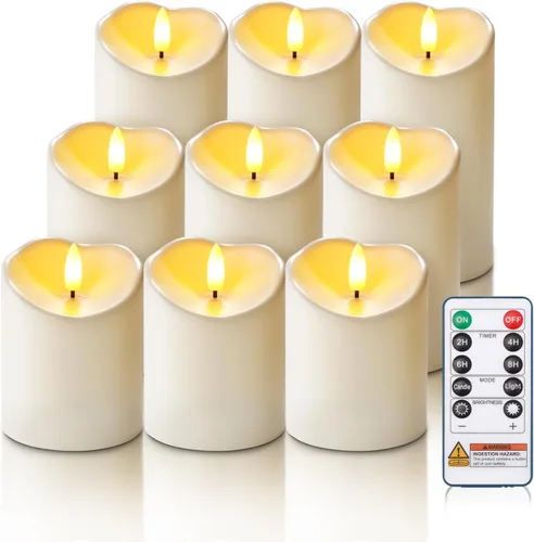 Miniatura 14 de Homemory Velas sin llama impermeables para exteriores de 4 x 12 pulgadas con temporizadores y control remoto, velas que funcionan con pilas, velas