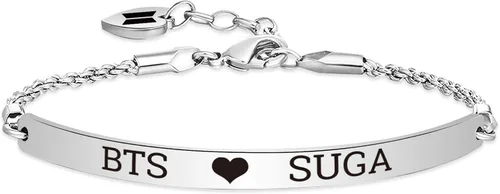 WENATA Kpop Bangtan - Pulsera de cadena para niños con texto en inglés "To Love Yourself Army SUGA J-Hope JIN V Jimin RM JK, pulsera de cadena