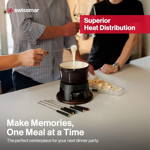 Miniatura 7 de Swissmar Sierra - Juego de fondue de hierro fundido, 1.6 cuartos de galón / 1.6 litros, perfecto para fondues de carne, queso y chocolate, ideal