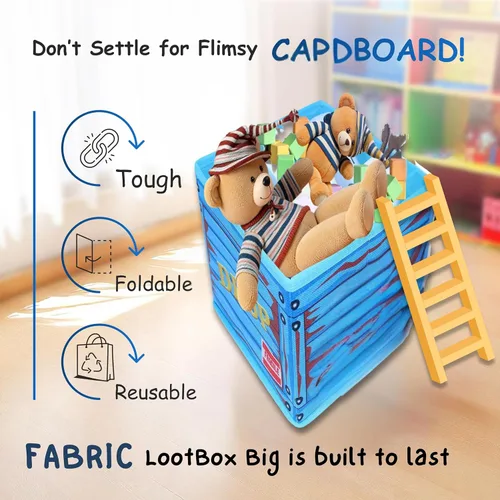 Miniatura 5 de Skywin TidyFriend - Caja de botín grande de tela con tapa de 18 x 14 x 14 pulgadas, almacenamiento de juguetes duradera y plegable, baúl de juguetes