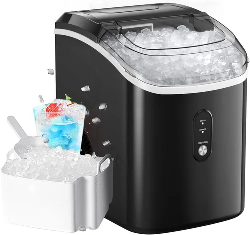 Máquina de hielo de pepitas para encimera, máquina de hielo de pellets con función de autolimpieza, la máquina de hielo en pepitas produce 33 libras