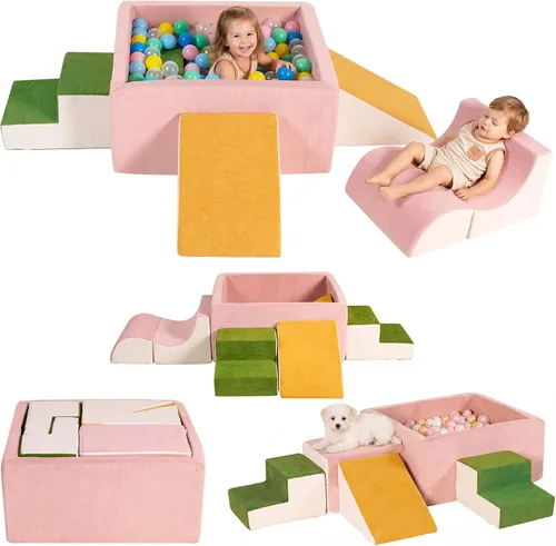 Bloques modulares de escalada de espuma 30D de alta densidad de 6 piezas para niños pequeños de 6 a 24 meses, juego suave certificado OEKO-TEX con