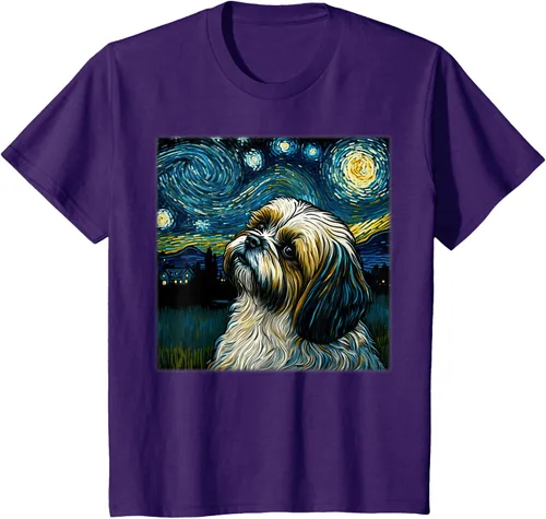 Miniatura 60 de Camiseta Surrealism Starry Night Shih Tzu Dog