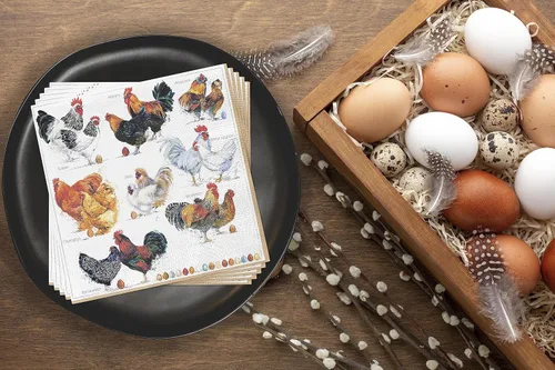 Miniatura 7 de Chicken Collection - 40 servilletas desechables decorativas, diseños de razas de gallos y pollos