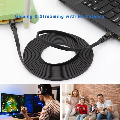 Miniatura 7 de Cable Ethernet CAT8 de 25 pies, cable de red LAN de alta velocidad y resistente Cat8 de 40 Gbps, 2000 MHz con conector RJ45 chapado en oro para Negro
