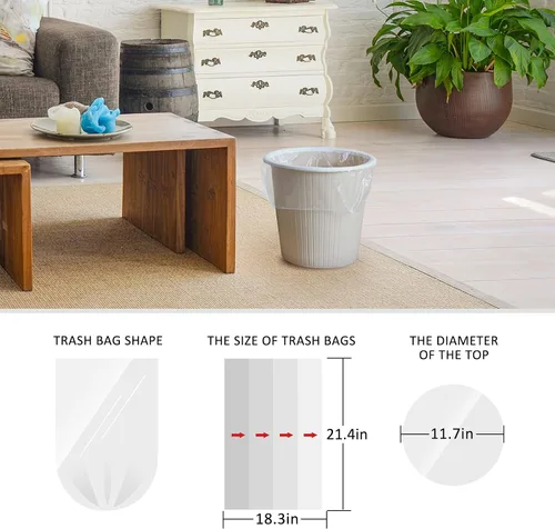 Miniatura 2 de Bolsas de basura fuertes de 4 galones, 220 unidades, bolsas de basura para baño, bolsas de plástico pequeñas para oficina en casa, cocina, se