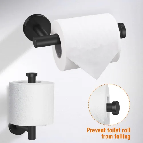 Miniatura 3 de Tudoccy Juego de 5 piezas de accesorios de baño de acero inoxidable SUS304 redondo montado en la pared, incluye barra de toalla de mano de 24 Negro