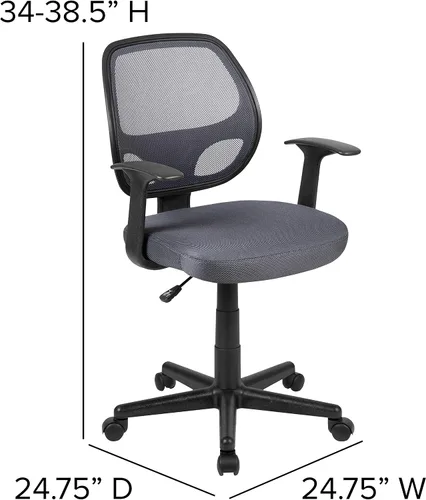 Miniatura 3 de Flash Furniture Flash Fundamentals Silla de oficina ergonómica giratoria de malla gris con brazos