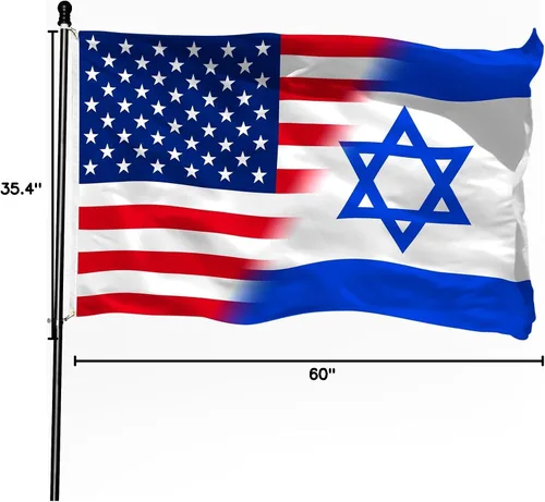 Miniatura 6 de Bandera israelí y estadounidense de la amistad israelí y estadounidense, de 3 x 5 pies, con texto en inglés "I Stand with Israel", pancarta
