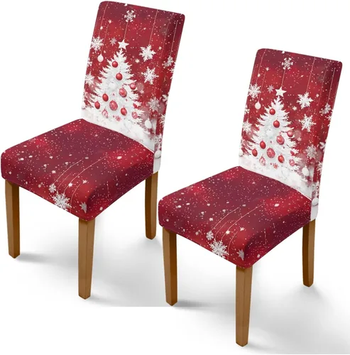Miniatura 30 de Rnyleeg Fundas de silla de Navidad para sala de estar, diseño de muñeco de nieve azul, estampado de pájaros, fundas para sillas de comedor, 1