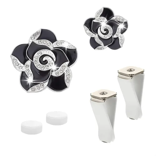 Juego de 2 clips de ventilación para ambientador de automóvil, clips de ventilación de automóvil de camelia, lindos accesorios para el interior de