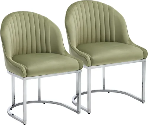 Miniatura 23 de Juego de 2 sillas de comedor de terciopelo, sillas de comedor tapizadas con patas de metal dorado, sillas auxiliares modernas para cocina, sillas