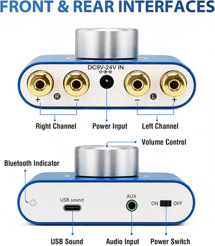 Miniatura 2 de Facmogu F900S - Mini amplificador de potencia Bluetooth 5.0 de 160 W, amplificador de sonido estéreo Hi-Fi digital de 2 canales 80 Wx2, receptor