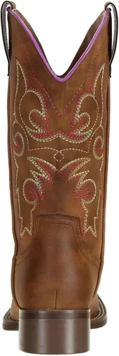 Miniatura 4 de Botas de vaquera SheSole para mujer, estilo vaquero occidental, puntera cuadrada ancha, pantorrilla ancha, color marrón