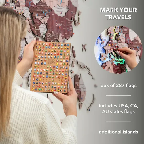 Miniatura 5 de Enjoy The Wood Mapa del mundo de madera 3D LED 2.0, arte de pared moderno para decoración del hogar, regalos de viaje, mapas de madera, tablero