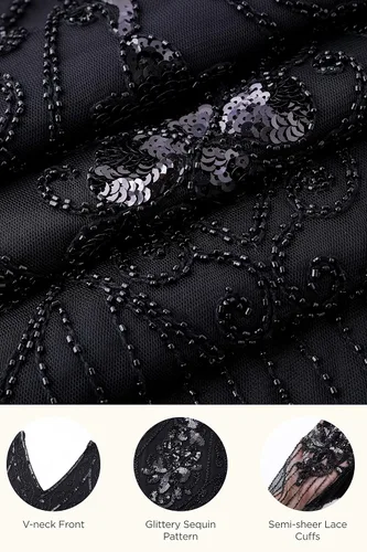 Miniatura 4 de BABEYOND 1920s Art Deco Fringed Sequin Dress Roaring 20s Flapper Fancy Dress Gatsby Costume Dress