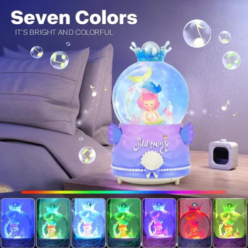 Miniatura 2 de BREIS Globos de nieve, globos de nieve de sirena de 3.937 in, copos de nieve automáticos con luces LED de música, decoración de Navidad, cumpleaños