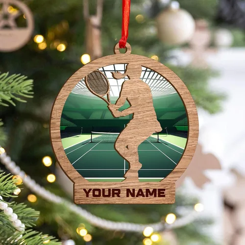 Miniatura 5 de Adorno plano acrílico personalizado para niña, jugador de tenis, regalo para amantes del tenis, jugador de tenis, adorno de Navidad para árbol