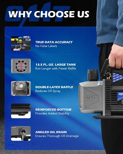 Miniatura 8 de Orion Motor Tech A2L Bomba de vacío y juego de medidores para aire acondicionado, para sistemas R1234yf R32 R134a R410A con bomba de vacío a prueba