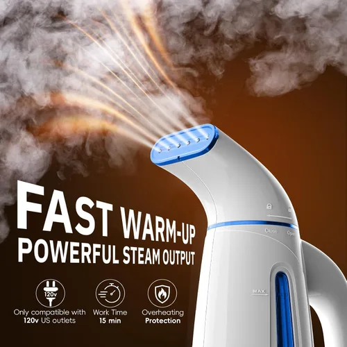 Miniatura 2 de OGHom Vaporizador para ropa, vaporizador de ropa portátil, vaporizador de mano para prendas, 240 ml, gran capacidad, 700W, plancha de vapor de viaje