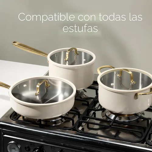 Miniatura 2 de CAROTE Sartén de acero inoxidable de 10 pulgadas con tapa, capa exterior de cerámica, no tóxica, calefacción uniforme, apta para horno, inducción