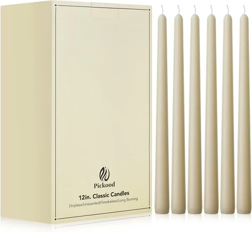 Miniatura 10 de Velas cónicas largas de 10 pulgadas sin aroma y sin goteo de 30 unidades, paquete a granel - Velas cónicas blancas a granel, perfectas para bodas