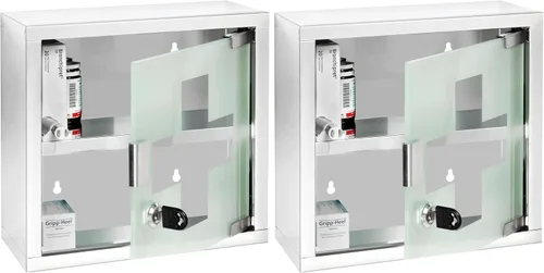 Miniatura 7 de WENKO Gabinetes de medicina con cerradura, montado en la pared, estantes de almacenamiento sobre el inodoro, gabinete de pared de baño de primeros