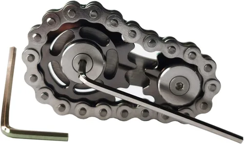 Miniatura 6 de Sprocket Fidgets Cadena de acero inoxidable Fidget Cube Engranajes Engranajes Cadena de bicicleta Novedad Fidget Block Kinetic Desk Metal EDC Focus