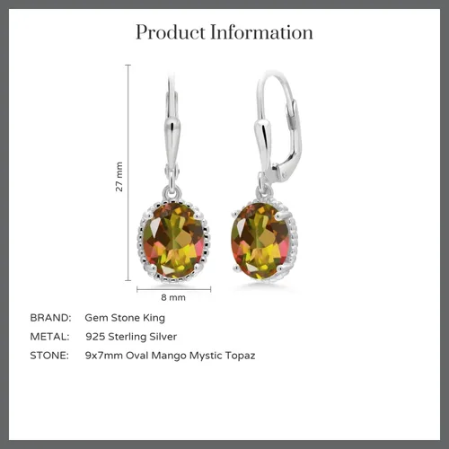 Miniatura 16 de Gem Stone King Aretes colgantes de gota para mujer, plata de ley 925, piedra natal ovalada de 0.354 x 0.276 in, joyería fina, regalos para ella