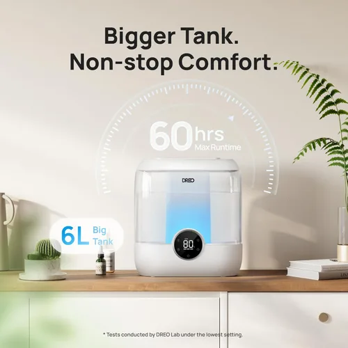 Miniatura 5 de Dreo Humidificadores inteligentes para dormitorio, humidificador de niebla fría de gran tamaño de llenado superior de 6 litros para habitaciones