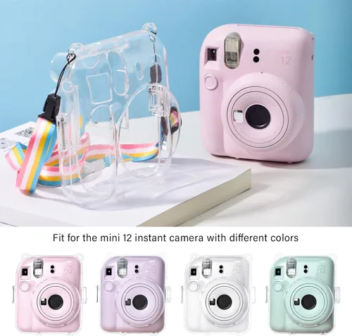 Miniatura 2 de MUZIRI KINOKOO Funda transparente compatible con cámara Instax Mini 12, funda rígida de PVC transparente para Fuji Instax Mini 12 con bolsillo