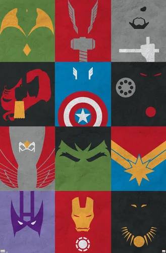 Miniatura 20 de Trends International Marvel Comics-Avengers-Minimalist Grid Mount Póster de pared Versión con marco plateado