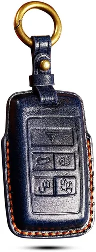 Miniatura 12 de SANRILY Funda de piel auténtica hecha a mano para llavero Land Rover 2021 2020 Range Evoque Sport y Jaguar Key Fob sin llave completa con llavero