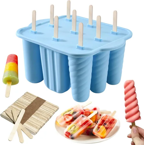 Miniatura 13 de 10 Cavity Silicone Popsicle Molds with 50 Sticks, BPA Free (10 Cavties-Blue)