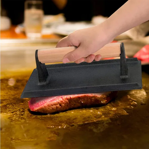 Miniatura 6 de Leonyo Smash - Prensa de hamburguesas, prensa de hamburguesas de hierro fundido, kit de accesorios de parrilla de alta resistencia para cocinar