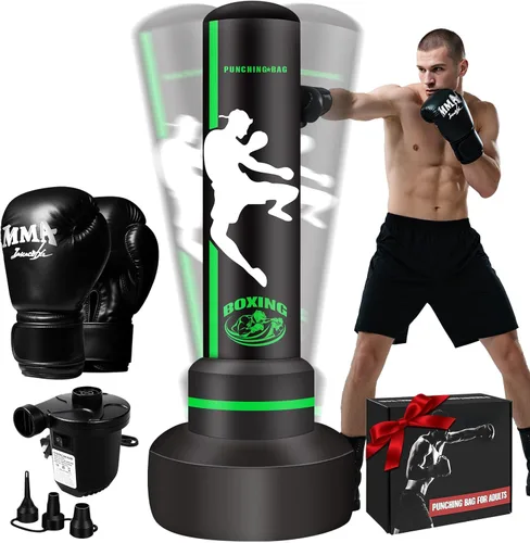 Heavy Punching Bag with Stand Adults Teens,70" Freestanding Boxing Bags Kicking Bag Heavy Bag with Boxing Gloves and Electric Air Pump, Kickboxing