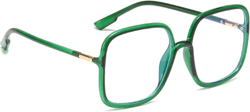 Miniatura 3 de Gafas de lectura cuadradas retro para mujer, bloqueo de luz azul, marcos de anteojos de gran tamaño, lente grande Verde