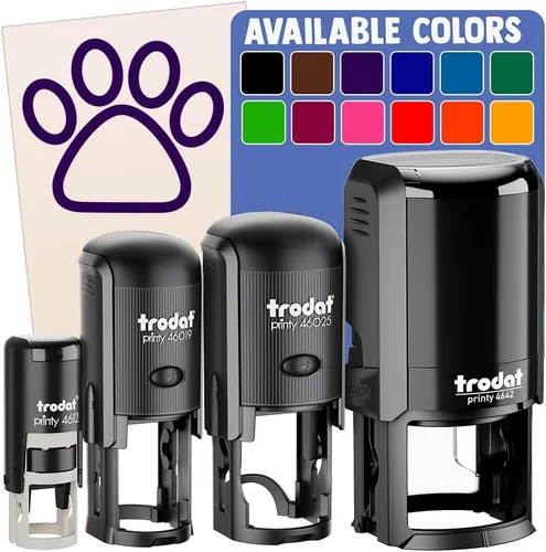 Paw Print Outline - Sello de goma autoentintado para perros y gatos, para sellar planificadores de manualidades, tamaño mediano de 1 pulgada, tinta