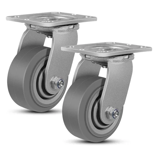 Miniatura 37 de Juego de 4 ruedas giratorias industriales de 5 pulgadas de alta resistencia con capacidad de carga de 3200 libras, ruedas de goma para muebles
