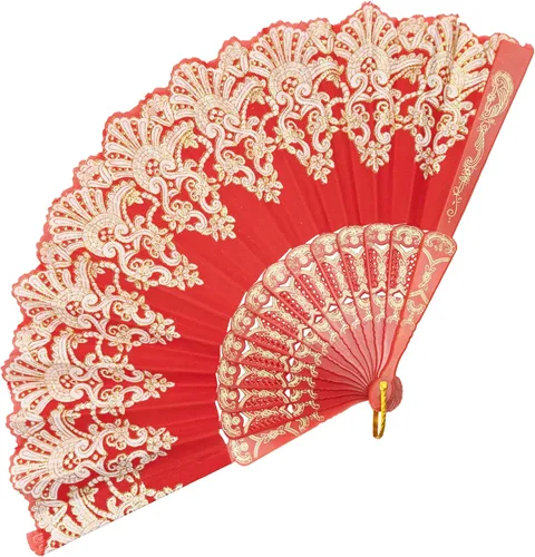 Miniatura 9 de EOSAU Abanicos plegables chinos de mano para mujeres, plegables a granel para fiestas, bodas, iglesias, bailes (10 colores mezclados)