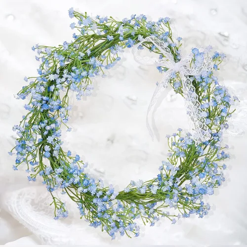 Miniatura 5 de LYLYFAN Flores artificiales de aliento de bebé, 12 unidades, flores de gypsophila de tacto real para boda, fiesta, hogar, jardín, decoración azul