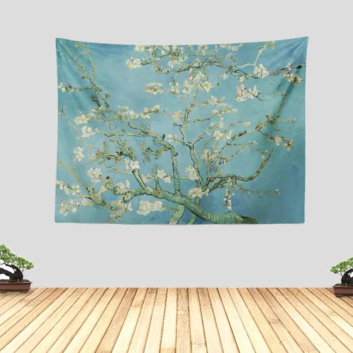 Chitteri Vincent van gogh - Tapiz colgante de flores de almendra, 60 x 45 pulgadas, arte de pared de poliéster para decoración del hogar