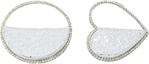 Miniatura 6 de Mini corazón forma redonda Rhinestone embrague bolso bolso marco diamante brillo lentejuelas brillantes bolso de noche boda fiesta