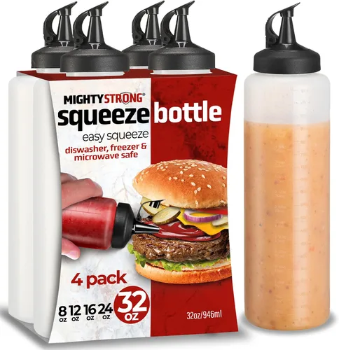 Miniatura 11 de Paquete de 6 botellas exprimibles para condimentos, botellas de chorro de 8 onzas con tapa a prueba de fugas, botellas de salsa fáciles de verter